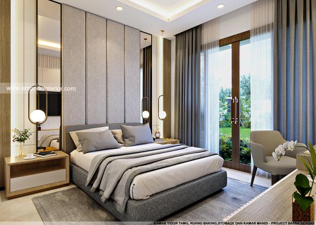 Desain Kamar Tidur Tamu Rumah Modern 2.5 Lantai Bapak Hendry di Palembang