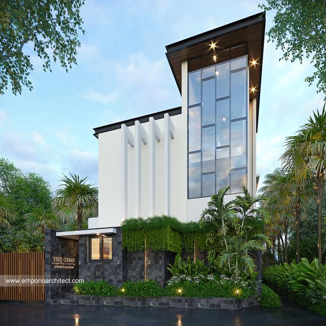 Desain Tampak Gate Samping Perumahan The Gems Townhouse Modern 2.5 Lantai Bapak HSN di Cibubur, Jakarta Timur