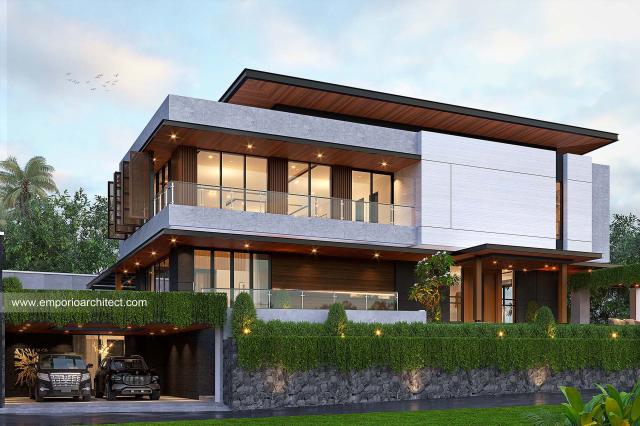 Gambar 1 Desain Rumah Modern 2.5 Lantai Bapak HDR 1388 di  Puncak, Jawa Barat