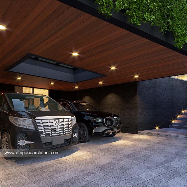 Desain Tampak Detail Depan 4 Rumah Modern 2.5 Lantai Bapak HDR di Puncak, Jawa Barat