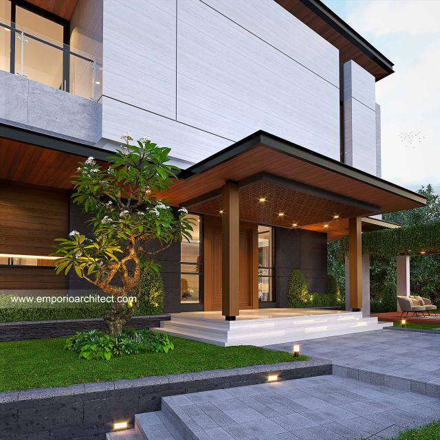 Desain Tampak Detail Depan 5 Rumah Modern 2.5 Lantai Bapak HDR di Puncak, Jawa Barat