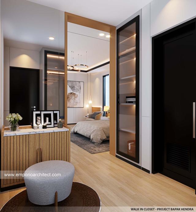 Desain Walk In Closet Rumah Modern 2.5 Lantai Bapak HDR di Puncak, Jawa Barat