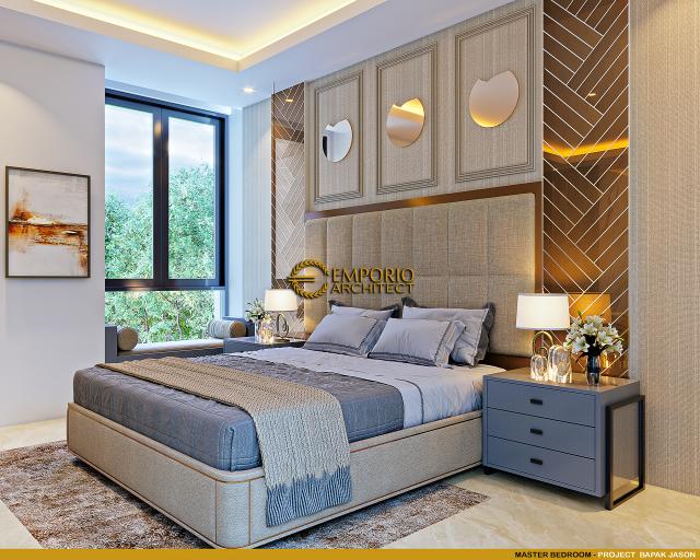 Desain Kamar Tidur Utama Rumah Modern 2.5 Lantai Bapak Jason di Bogor, Jawa Barat