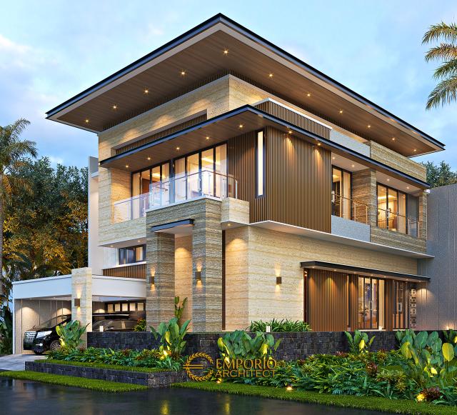 Desain Rumah Modern 2.5 Lantai Bapak Jason di Bogor, Jawa Barat - Tampak Depan