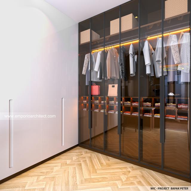 Desain Walk In Closet Rumah Modern 2.5 Lantai Bapak PTR di Jakarta Timur