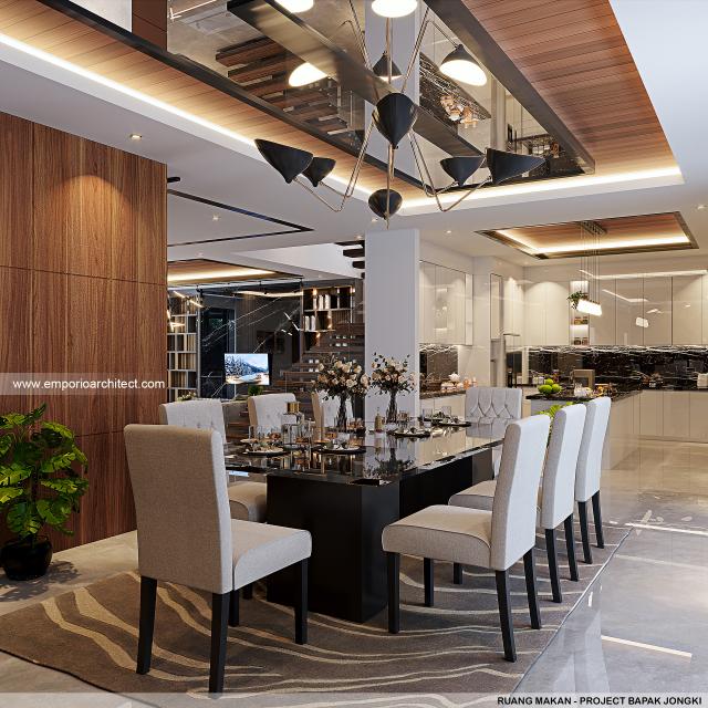 Desain Ruang Makan Rumah Modern 2.5 Lantai Bapak JKI di Jakarta