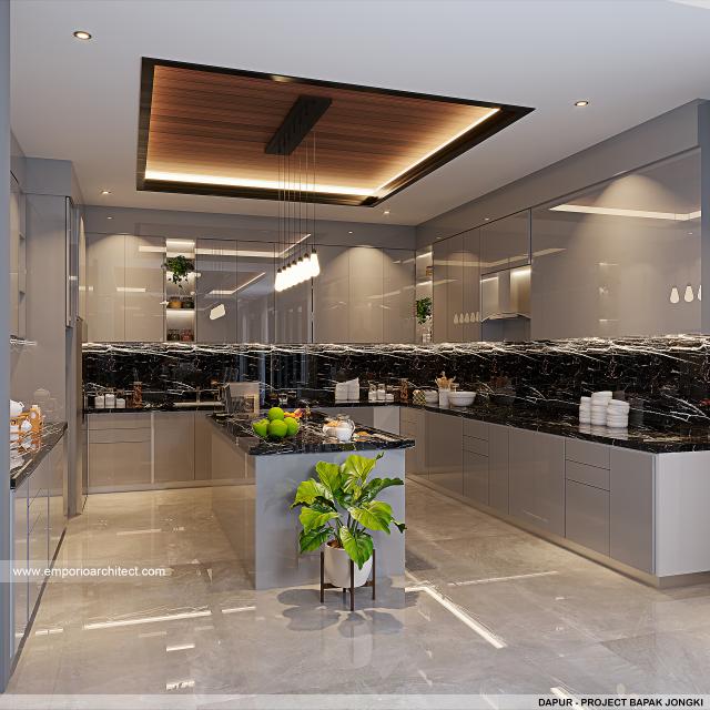 Desain Dapur Rumah Modern 2.5 Lantai Bapak JKI di Jakarta