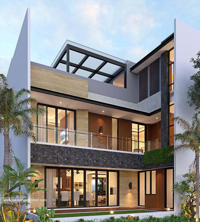 Desain Tampak Belakang Rumah Modern 2.5 Lantai Bapak Jongki di Jakarta