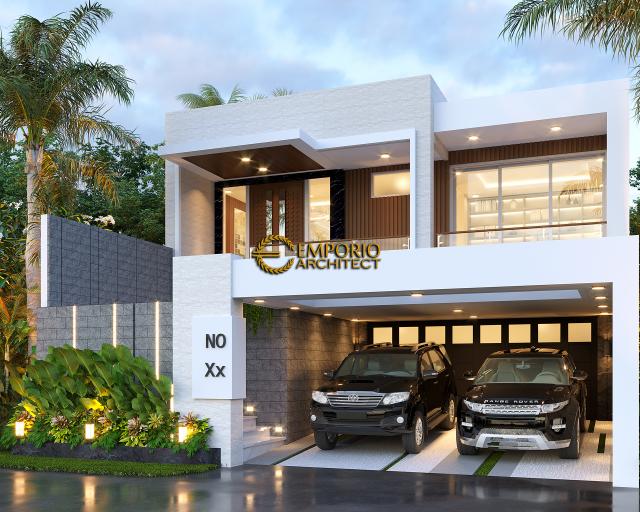 Desain Rumah Modern 2.5 Lantai Bapak Aris di Bandung, Jawa Barat - Tampak Depan