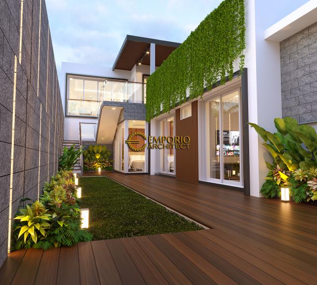 Desain Tampak Detail Belakang Rumah Modern 2.5 Lantai Bapak Aris di Bandung, Jawa Barat