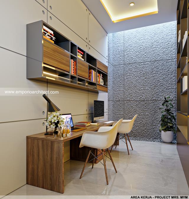 Desain Area Kerja Rumah Modern 3 Lantai Mrs. MYM di Jakarta