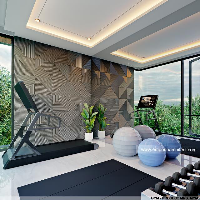 Desain Area Gym Rumah Modern 3 Lantai Mrs. MYM di Jakarta