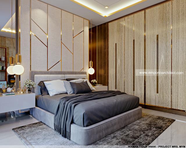 Desain Kamar Tidur Anak Rumah Modern 3 Lantai Mrs. MYM di Jakarta