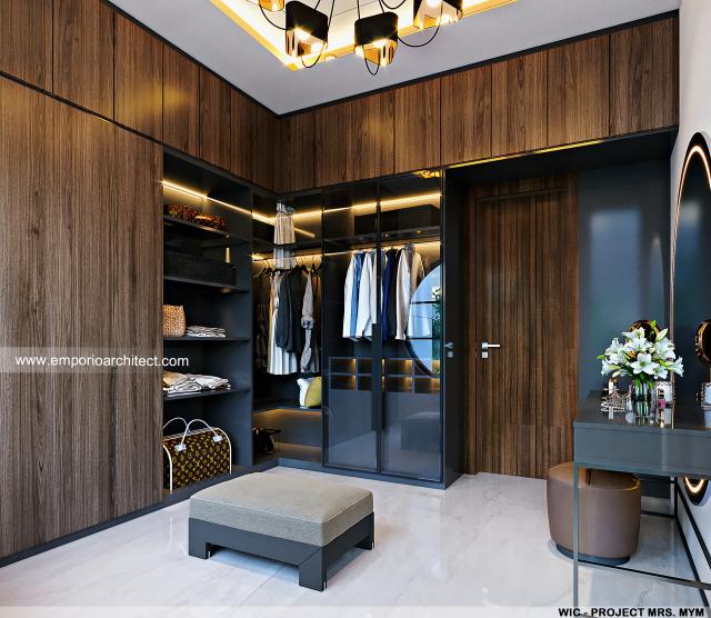 Desain Walk In Closet Rumah Modern 3 Lantai Mrs. MYM di Jakarta