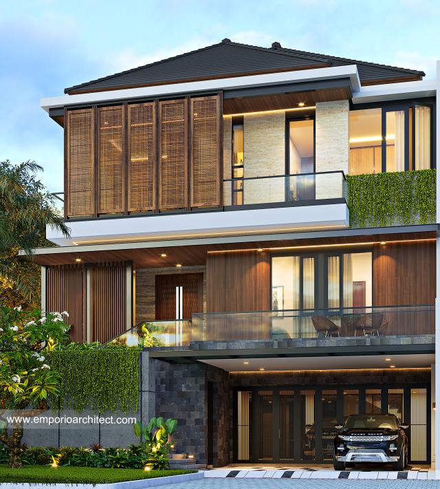 Desain Rumah Modern 3 Lantai Mrs. MYM di Jakarta - Tampak Depan