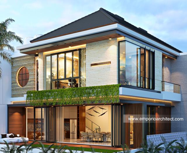 Desain Tampak Belakang Rumah Modern 3 Lantai Mrs. MYM di Jakarta