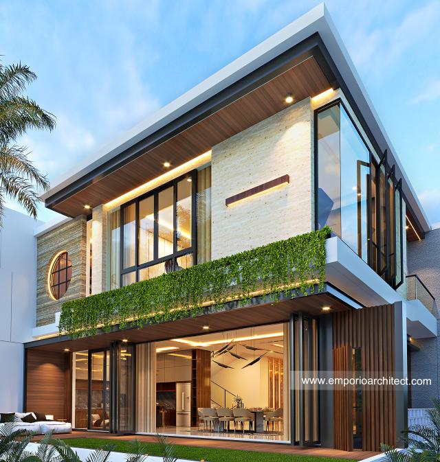 Desain Tampak Belakang 2 Rumah Modern 3 Lantai Mrs. MYM di Jakarta