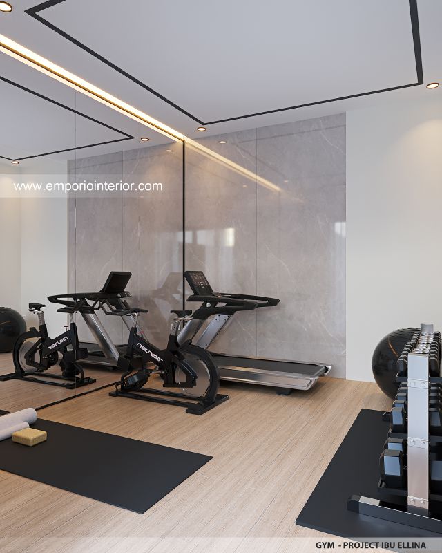 Desain Ruang Gym Rumah Modern 2.5 Lantai Ibu ELN 1467 di Palembang