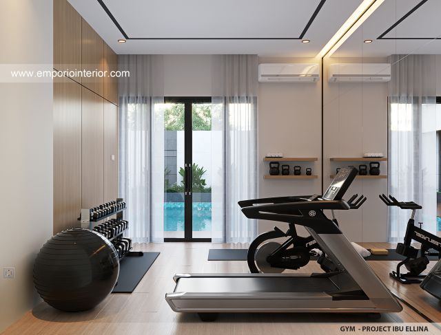 Desain Ruang Gym Rumah Modern 2.5 Lantai Ibu ELN 1467 di Palembang