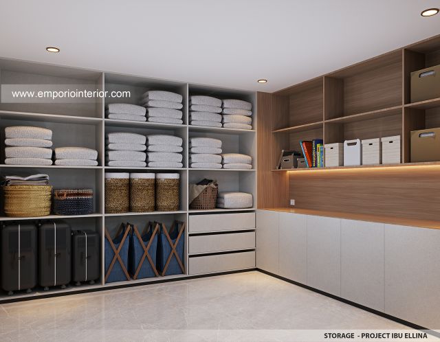 Desain Storage Rumah Modern 2.5 Lantai Ibu ELN 1467 di Palembang