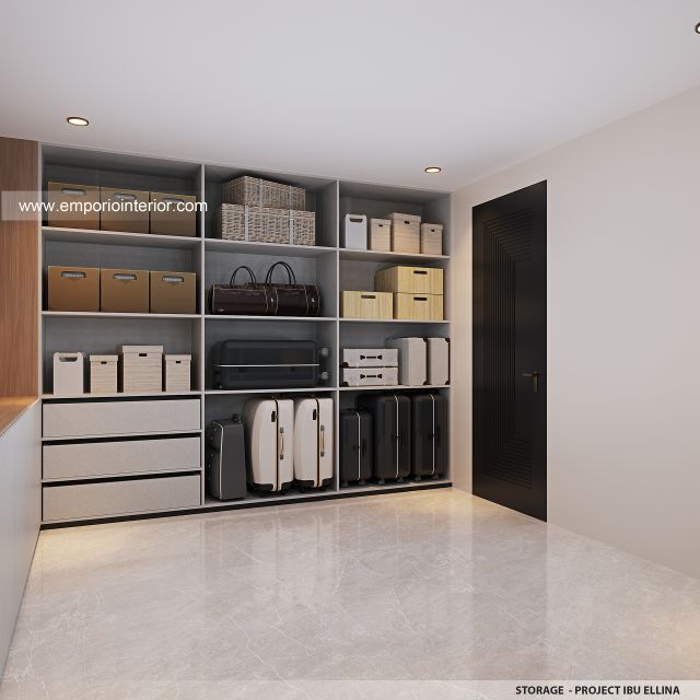 Desain Storage Rumah Modern 2.5 Lantai Ibu ELN 1467 di Palembang