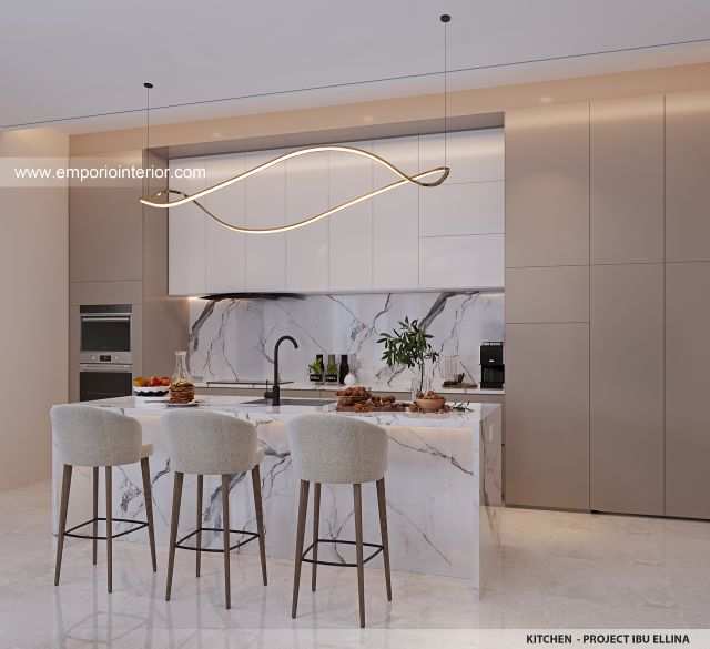 Desain Dapur Rumah Modern 2.5 Lantai Ibu ELN 1467 di Palembang