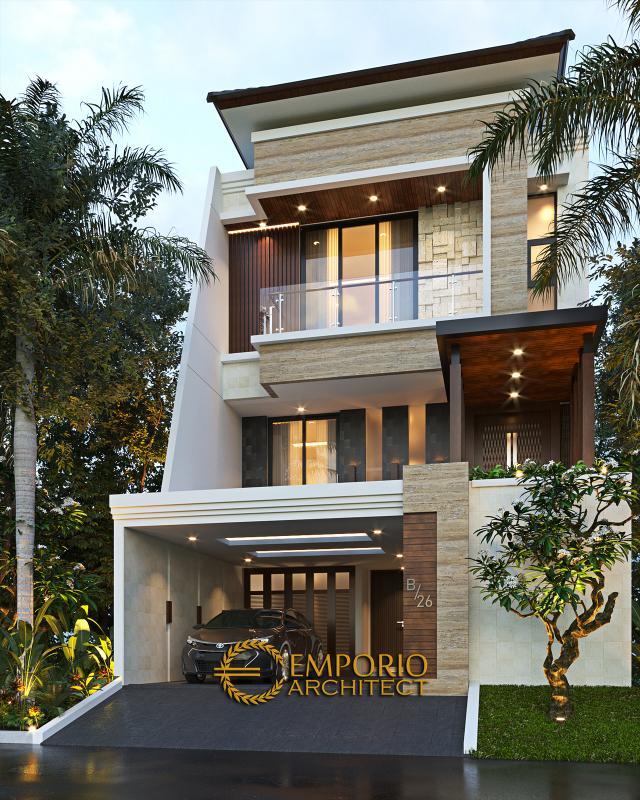 #frontfacadedesign - Mrs. Devi Modern House 2.5 Floors Design - Jakarta - Code 13744