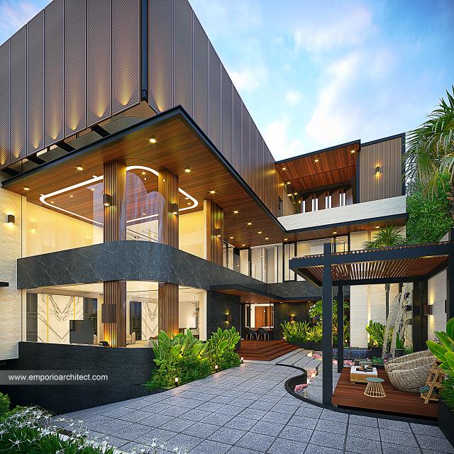 Desain Tampak Detail Belakang Rumah Modern 2.5 Lantai Bapak DRS Type B di Bandung