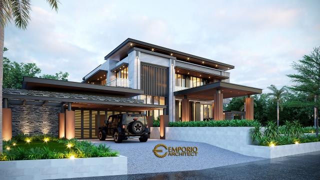 Desain Rumah Modern 2.5 Lantai Bapak Yoga di Padang, Sumatera Barat - Tampak Depan Kiri