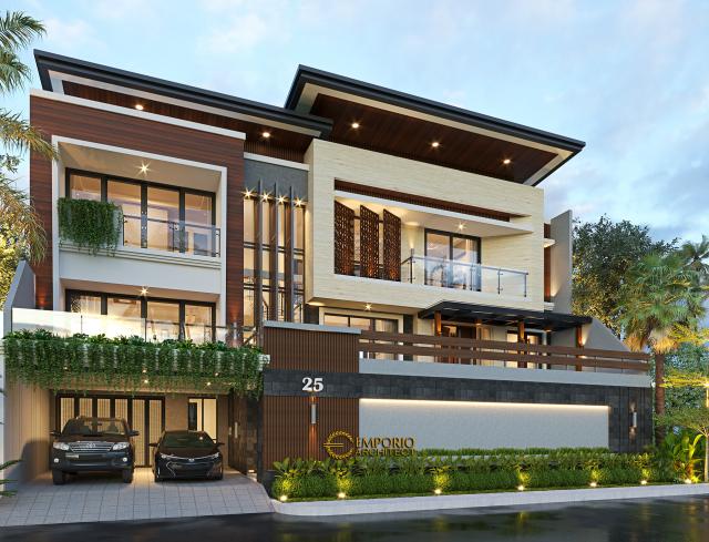 Desain Rumah Modern 2.5 Lantai Ibu Tutus di Malang, Jawa Timur - Tampak Depan