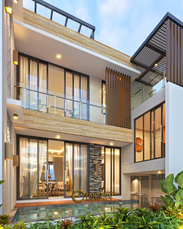 Desain Tampak Belakang Rumah Modern 2.5 Lantai Ibu Mia di Jakarta Timur