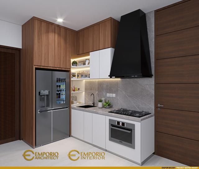 Desain Dapur Kotor Rumah Modern 2.5 Lantai Bapak Deddy di Jakarta