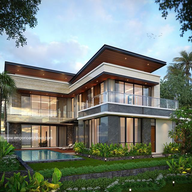 Desain Tampak Belakang Rumah Modern 2.5 Lantai Ibu STL di Jakarta