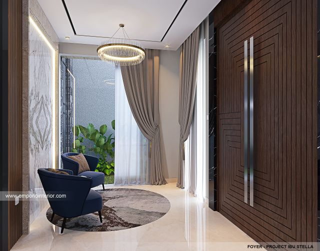 Desain Foyer Rumah Modern 2.5 Lantai Ibu STL di Jakarta