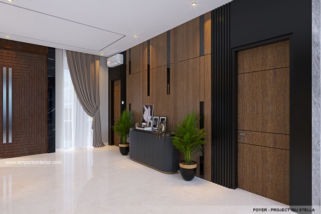 Desain Foyer Rumah Modern 2.5 Lantai Ibu STL di Jakarta