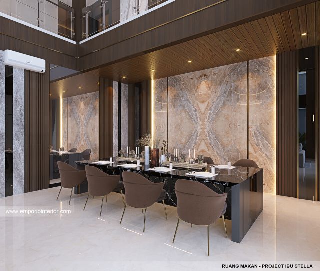 Desain Ruang Makan Rumah Modern 2.5 Lantai Ibu STL di Jakarta