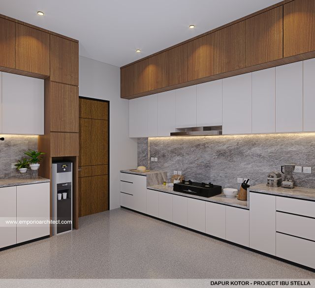 Desain Dapur Kotor Rumah Modern 2.5 Lantai Ibu STL di Jakarta