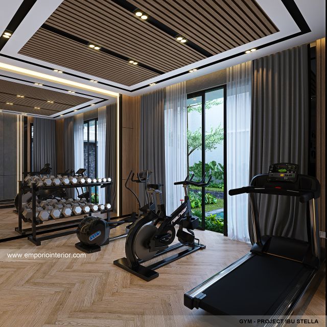 Desain Ruang Gym Rumah Modern 2.5 Lantai Ibu STL di Jakarta