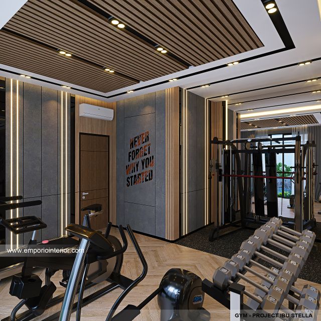 Desain Ruang Gym Rumah Modern 2.5 Lantai Ibu STL di Jakarta