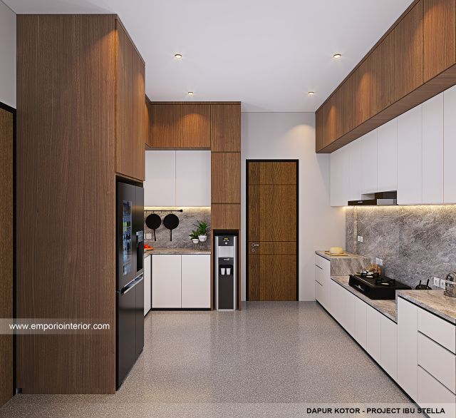 Desain Dapur Kotor Rumah Modern 2.5 Lantai Ibu STL di Jakarta