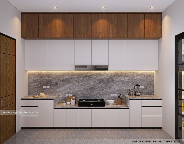 Desain Dapur Kotor Rumah Modern 2.5 Lantai Ibu STL di Jakarta