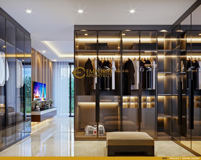 Desain Walk In Closet Rumah Modern 2.5 Lantai Bapak Deddy di Jakarta