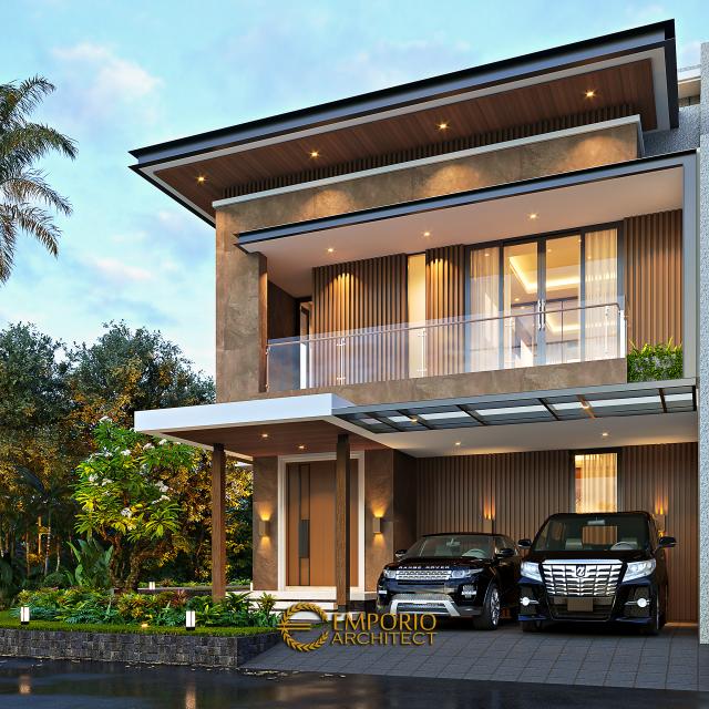 Desain Tampak Depan Rumah Modern 2.5 Lantai Bapak Deddy di Jakarta