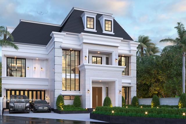 #exteriordesign - Mrs. DLM 1422 Classic Modern House 2.5 Floors Design - Bandung - Code 28021