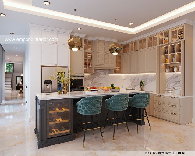 Desain Dapur Rumah Klasik Modern 2.5 Lantai Ibu DLM 1422 di Bandung