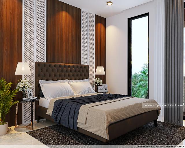 Desain Kamar Tidur 1 Rumah Modern 2.5 Lantai Bapak Gusnadi di Bandung