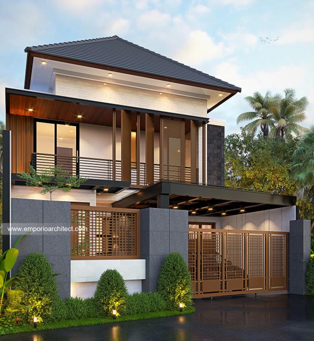 Desain Tampak Depan Dengan Pagar Rumah Modern 2.5 Lantai Bapak Gusnadi di Bandung