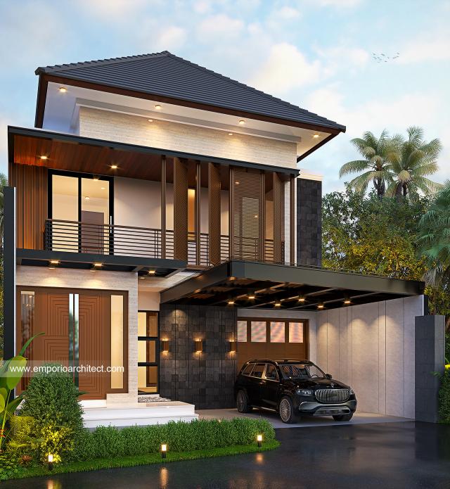 Desain Rumah Modern 2.5 Lantai Bapak Gusnadi di Bandung - Tampak Depan