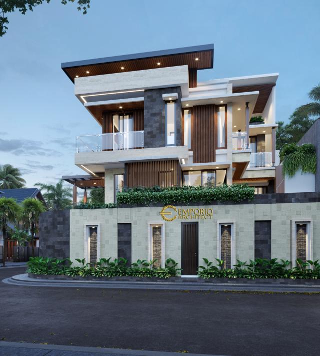 Desain Tampak Samping Rumah Modern 3 Lantai Bapak BNY di Tangerang