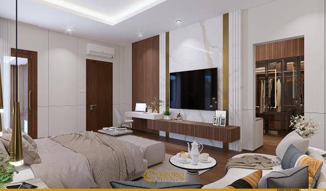 Desain Kamar Tidur Utama Rumah Modern 3 Lantai Bapak Djaja di Surabaya